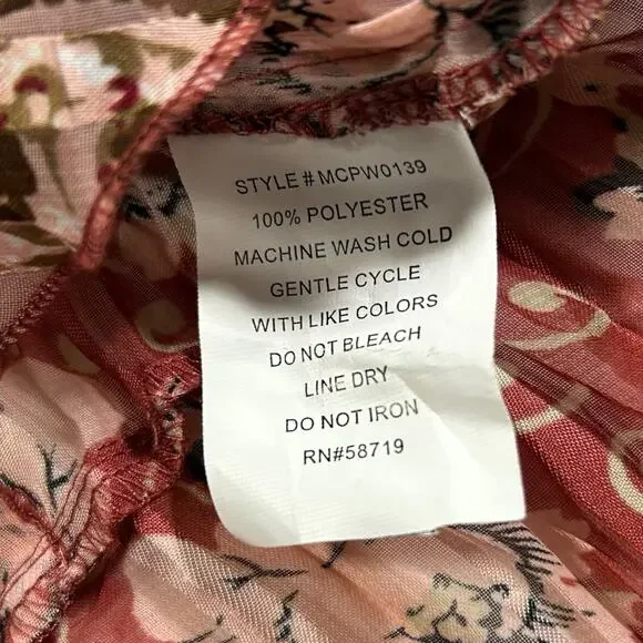 Vtg Notations Womens Sz XL Y2K Scarf Print Babydoll Fairy Top Sheer Layering Tie - Picture 12 of 15